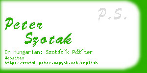 peter szotak business card